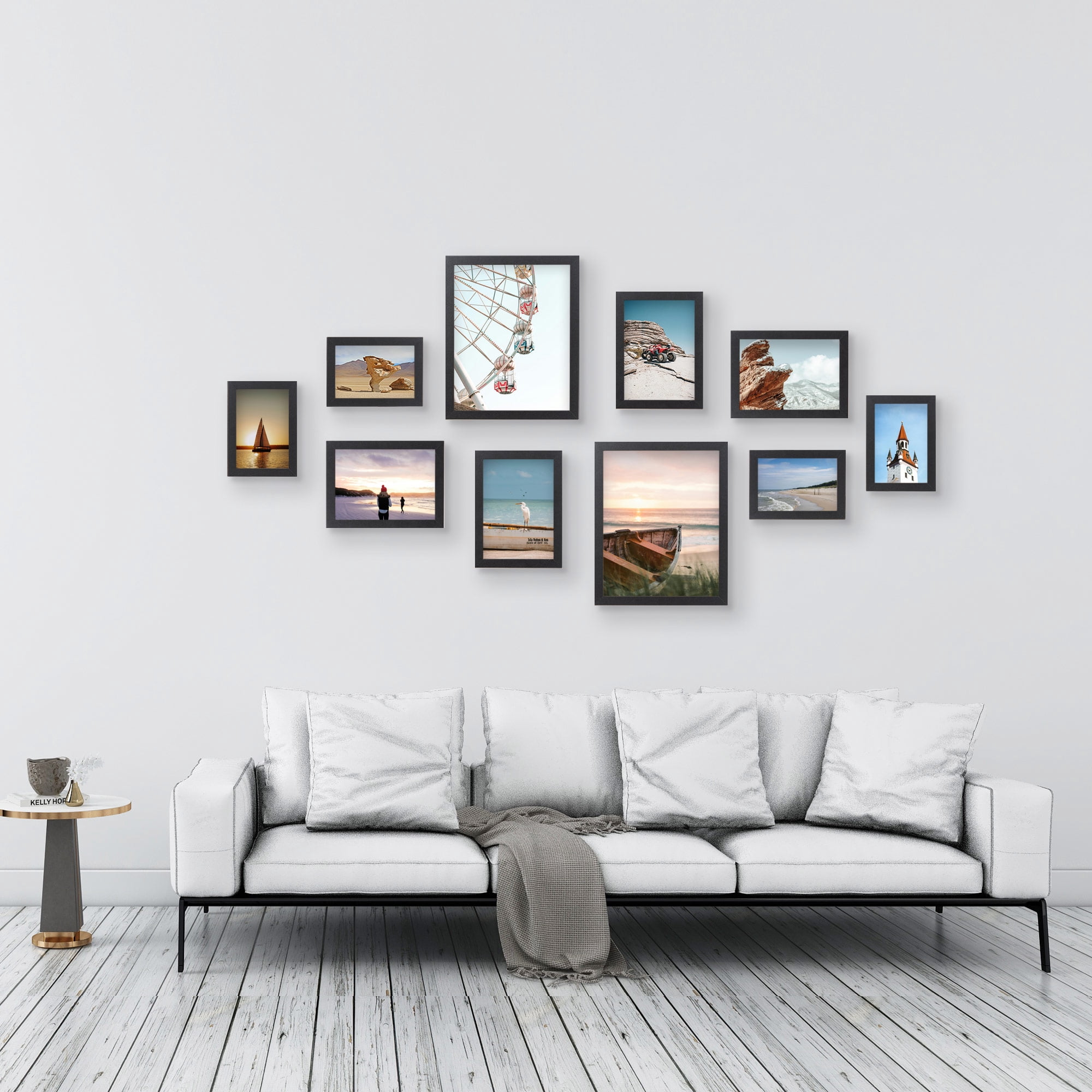 Meframe 10PACK Wooden Collage Picture Frame Set, Wall and Tabletop Display Photo Frames, Multiple Sizes Including 8x10, 5x7, 4x6, Black