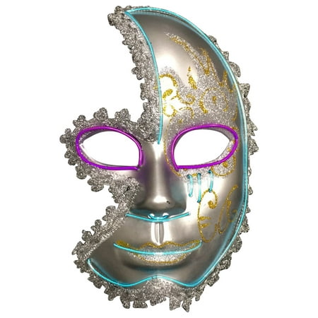 Rolling Lit LED Woman's Sexy Glowing Masquerade Mask - Blue/Purple