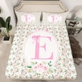 thumbnail image 2 of Castle Fairy Teens Boys Girls Bowknot Personalized Initial E 4 Pieces Queen Sheet Sets,Chic Flower Rose Ultra Soft Flat Sheet,Dreamy Princess Queen Fitted Sheet,Microfiber Bedroom Decor, 2 of 7
