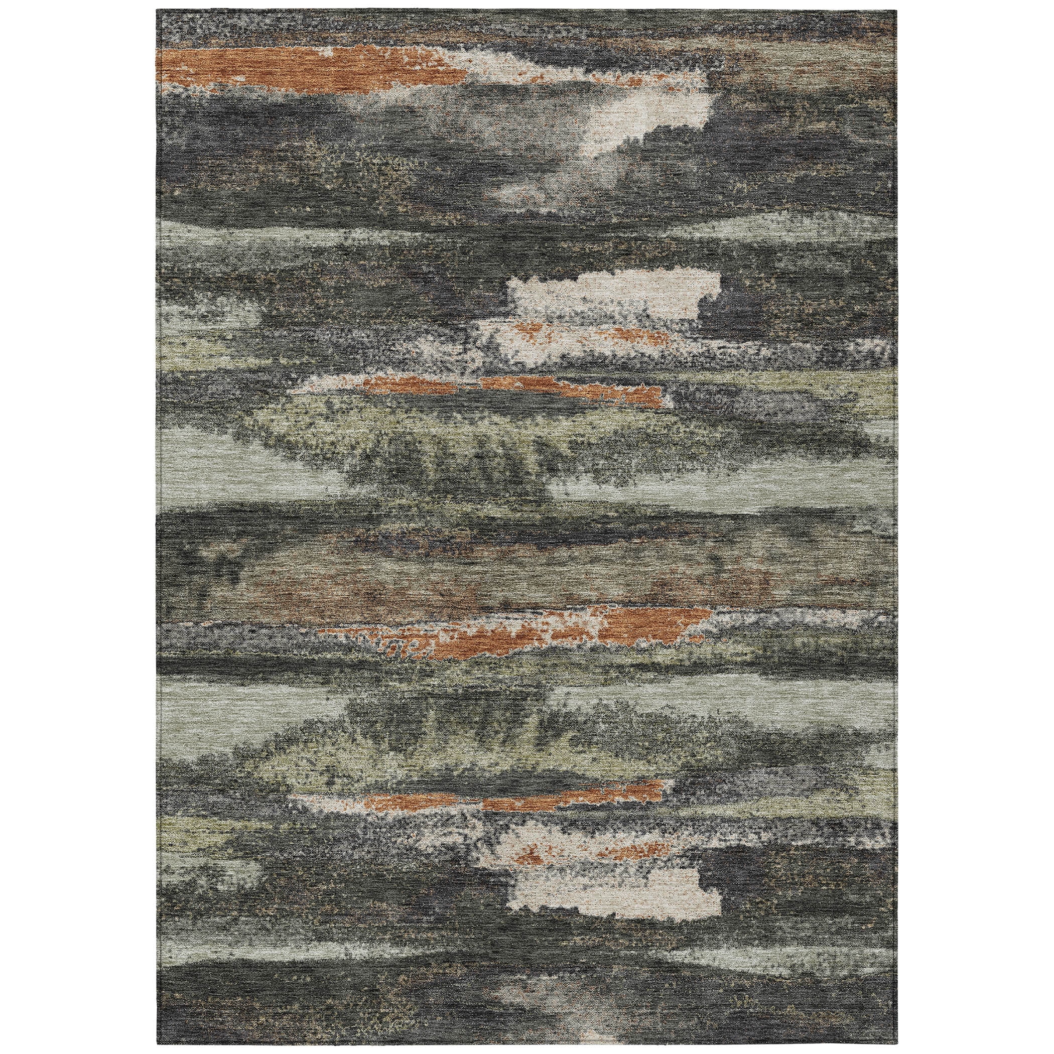 Addison Rugs Chantille Indoor/Outdoor Transitional Geometric, Abstract Charcoal Washable Rectangle Rug, 3' x 5'