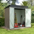 thumbnail image 4 of Patiowell 6x4 FT Outdoor Storage Shed, Metal Sheds with Double Lockable Doors for Lawn, Brown, 4 of 9