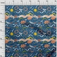thumbnail image 3 of oneOone Silk Tabby Navy Blue Fabric Ocean Life Quilting Supplies Print Sewing Fabric By The Yard 42 Inch Wide, 3 of 6