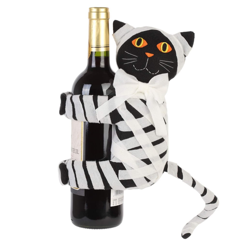 Details about   Halloween Wine Bottle Cover Case Mummy Black Cat Plush Doll Slap Hand Wine Decor