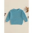thumbnail image 2 of aturustex Little Girls Boys Solid Basic Cozy Sweaters 0-5T Toddler Baby Long Sleeve Knitted Pullovers Crew Neck Knit Sweatshirts Jumpers Thick Cozy Che Casual Daily Comfy Spring Fall Clothes, 2 of 7