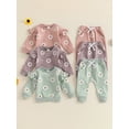 thumbnail image 4 of Aojekbee Toddler Girl Fall Outfit Daisy Print Long Sleeve Sweatshirt with Elastic Waist Pants 2 Pcs Set, 4 of 10