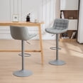 thumbnail image 3 of Kidol & Shellder Bar Stools Set of 2 Gray PU Leather Swivel Adjustable Kitchen Barstools with Back, 3 of 9