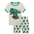 thumbnail image 2 of ATAIKU 100% Viscose 2 Pieces Boys Dinosaur Pajamas Set Kids Short Sleepwear Set Summer Cool Pjs Size 3-10 Years, 2 of 14