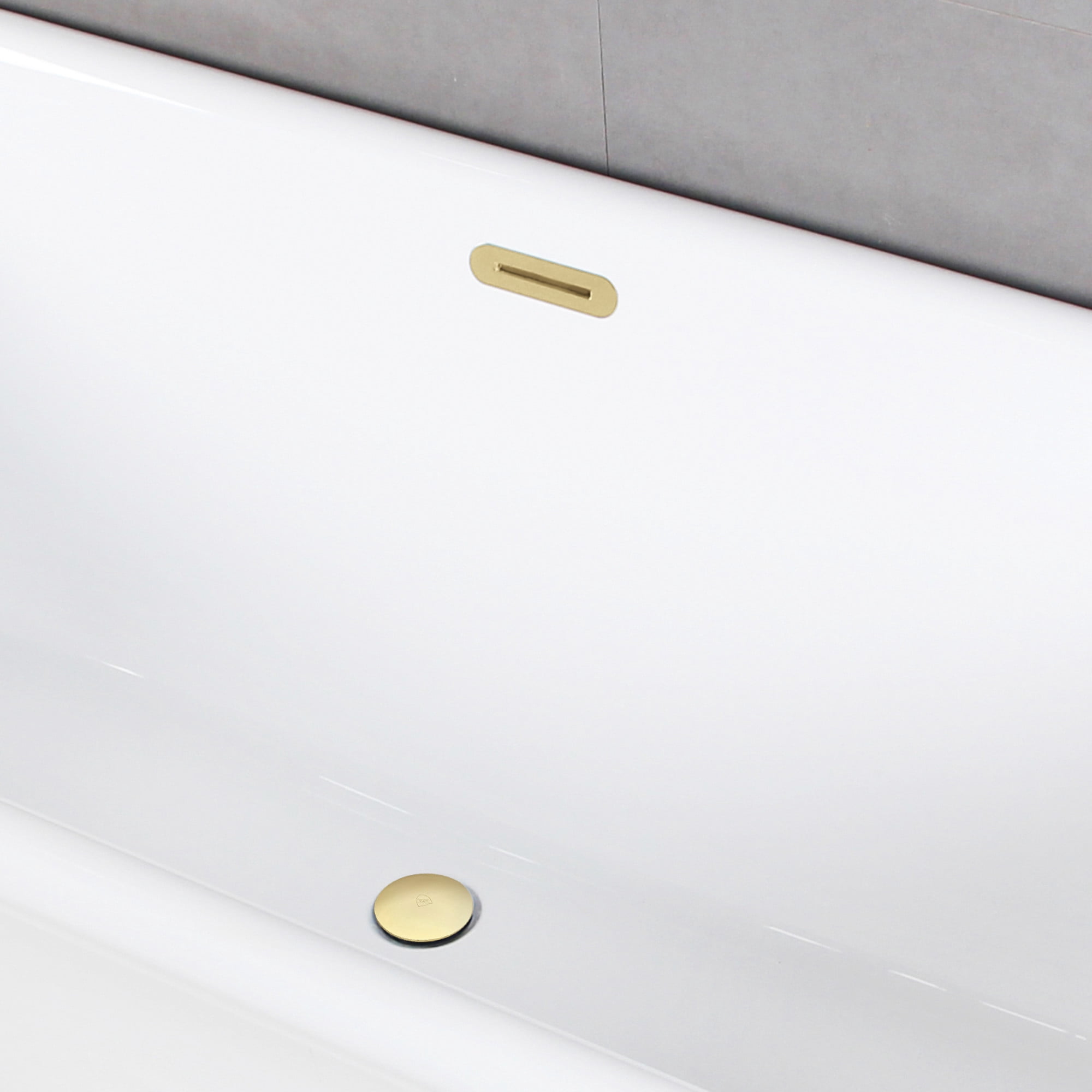 Kingston Brass VTSQ713224C422 71-Inch Acrylic Oval Rectangular Double Ended Pedestal Tub with Drain (No Faucet Drillings) in Glossy White/Polished Brass