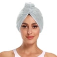 thumbnail image 2 of Toalla de microfibra para el cabello para mujer, turbante de secado rápido con lazo elástico, súper absorbente, paquete de 2., 2 of 5
