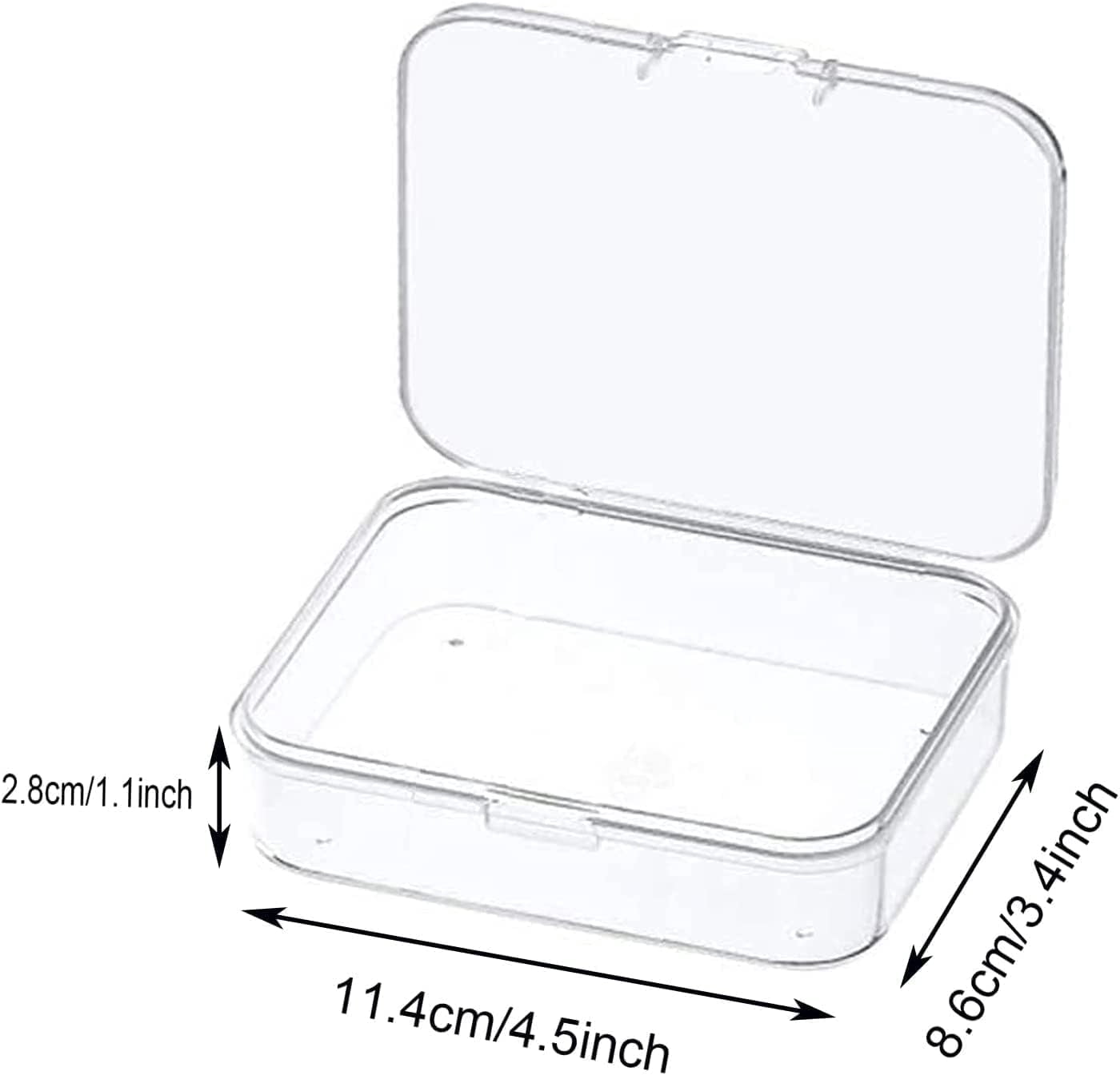 6 Pcs Clear Mini Plastic Storage Containers with Lids, Rectangle Small Boxes for Organizing Beads, Game Pieces, Business Cards, Craft Supplies