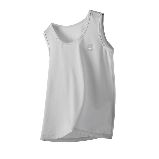 Débardeurs Garçons Décontractés Sans Manches Col Rond T-Shirts d'Entraînement Athlétiques Basiques Unis Gris 2-3 Ans
