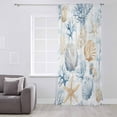 thumbnail image 3 of Coastal Blue Semi Sheer Curtains Drapes for Living Room, Bedroom, French Doors Window 108 Inches Long, Coral Starfish Seashells Beach Summer Rod Pocket Chiffon Curtain Drapery Voile Draperies Panel, 3 of 6