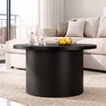 thumbnail image 5 of ROGALIS 31.5" Round Tambour Design Coffee Tables for Living Room, Mid Century Modern Wood Coffee Tablewith Spacious Tabletop, Art Deco Sturdy Circle Coffee Table,Black, 5 of 6