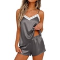 thumbnail image 2 of Yutgune Women's Satin Pajama Sets Pjs Sets For Women Lace Cami Shorts Soft Stretch Pajamas For Women Set S-XXL, 2 of 6