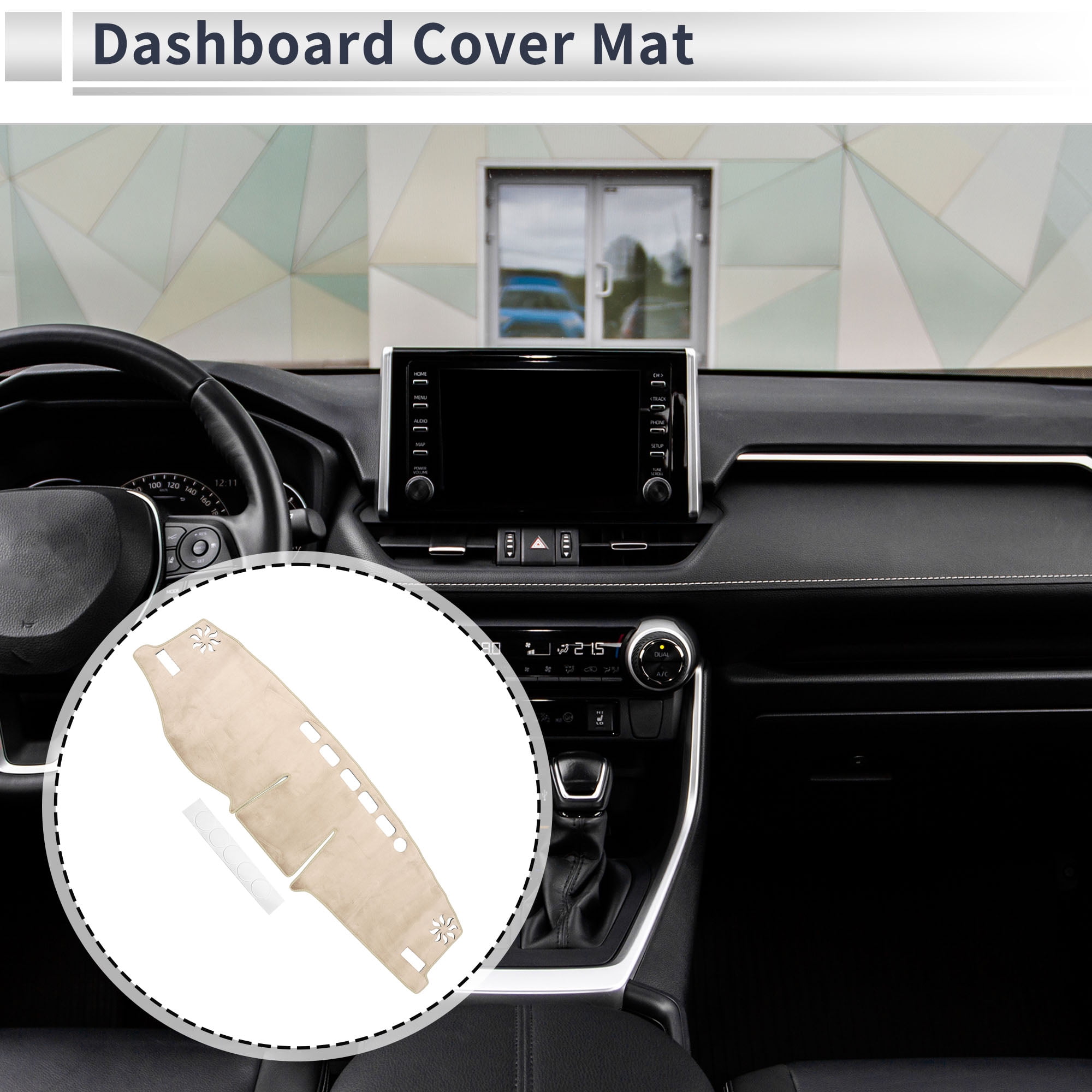 Dashboard Cover Anti-Slip/Anti Dust Dash Cover Mat Carpet for TOYOTA RAV4 XA50 2020-2024 Flannel Beige