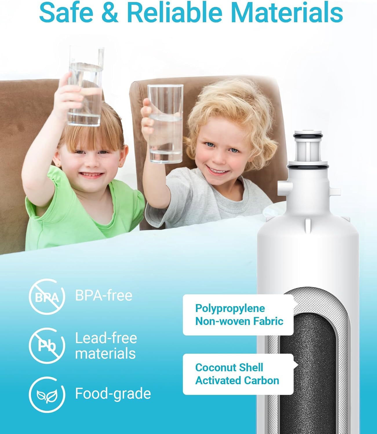 AQUA CREST FF19C Replacement for GE® RPWFE®, RPWF (with CHIP) Refrigerator Water Filter, Compatible with GYE22HMKES, GYS22GMNES, GYE22HBLTS, DFE28JSKSS, GFE28HMHES, GNE29GYNFS, 4 Filters