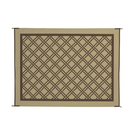 Patio Mats 9' x 12' Brown Outdoor Rug (Reversible with 2 designs)