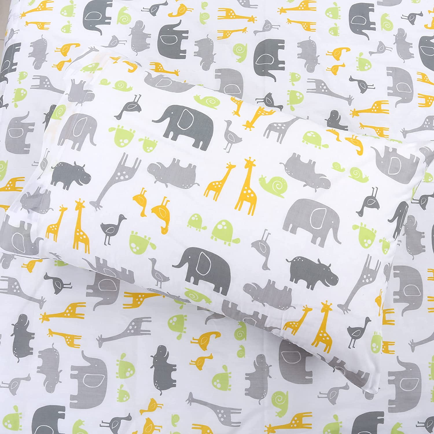 3-Piece Cotton Toddler Sheet Set for Kids Boys & Girls (Animals, Fish, Sports, Floral) SafariAnimals