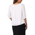 thumbnail image 3 of Camisas de trabajo INSPIRE CHIC para mujeres, blusas casuales elegantes de media manga y cuello redondo, color blanco, 3 of 6