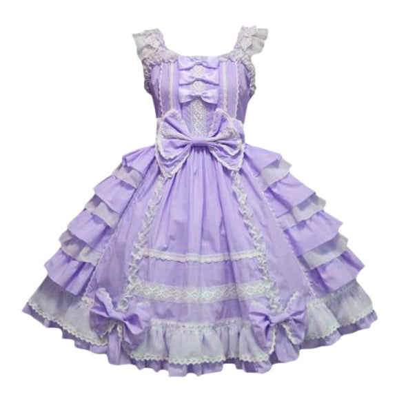 Qiopertar Women's Lace Dress with Bow Sleeveless Round Neck Casual Party Cocktail Short Dress, Purple L