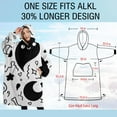 thumbnail image 4 of Oversized Wearable Blanket Hoodie,Halloween Black Doodle Elements Sherpa Blanket Hoodie with Super Pockets,Super Warm Fuzzy Pullover for Women & Men, 4 of 6