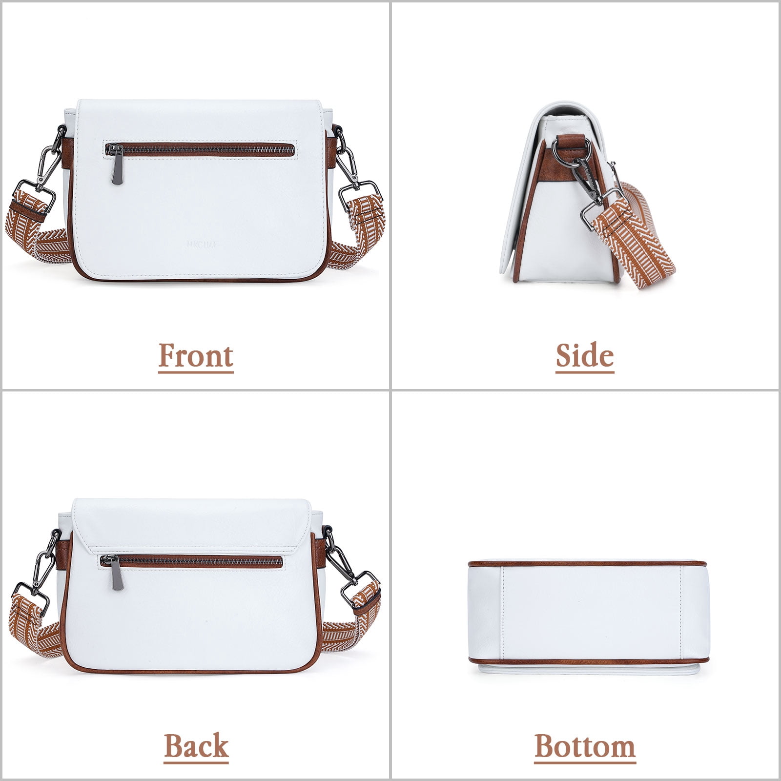 HKCLUF Crossbody Bag for Women Trendy Vegan Leather Crossbody Bag with Strap Magnet Flap Zip Shoulder Purses