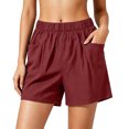 thumbnail image 3 of Ihhxva Cotton Shorts for Women Relaxed Fit Elastic Waist Solid Color with Pockets Adjustable Stretchable Summer Exterior Pocket Mid Rise Flat Front Casual Beach Workout Lounge S-2XL, 3 of 7