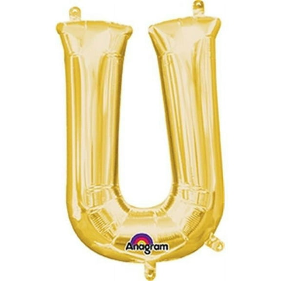 Anagram 78500 16 in. Letter U Gold Supershape Foil Balloon