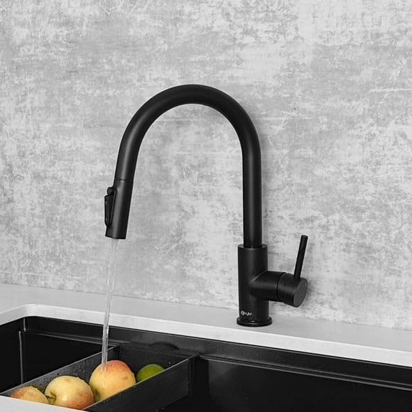 Stylish Modena Robinet de Filtre à Eau à Double Fonction Rétractable 14 1⁄8 Pouces Noir Mat K-131NR