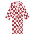 SKYSONIC Mens Robe Lightweight Kimono, White Polka Dots on Red