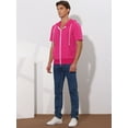 thumbnail image 4 of Unique Bargains Men's Short Sleeve Solid Color Zip Up Sport Hoodies L Rose Red, 4 of 6