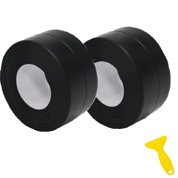 Bath Sealant Strip, Shower Sealant, Bath Seal Caulk Tape, Self Adhesive (2 Roll Black)
