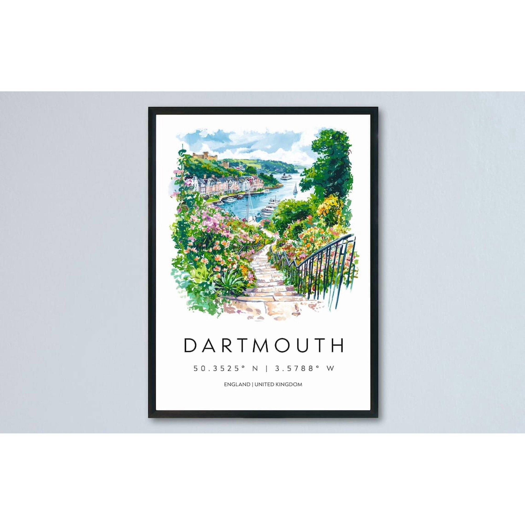 Dartmouth Travel Dartmouth Seaside Dartmouth Souvenir Devon Accent Wall Decor Unframed Paper Print