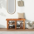 thumbnail image 3 of Tangkula 3-Tier Shoes Rack Bench, Entryway Storage Bench Shoes Organizer with Seat, Shoe Shelf for Boots, Acacia Wood Bench for Hallway, Bathroom, Living Room, Corridor Garden, 3 of 7