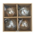 thumbnail image 2 of 4" Clear Glass Ornament With Leaf Etching (Gold + Silver) - Set of 4, 2 of 2
