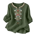 thumbnail image 3 of Contemporary Women's Fashion Plus Size Womens Long Sleeved V-neck Solid Color Top T-shirt, 3 of 8
