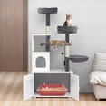 thumbnail image 4 of Uforic Cat Tree with Litter Box Enclosure, 2-in-1 Modern Cat Condo, 59" Hidden Litter Box Furniture, White, 4 of 9