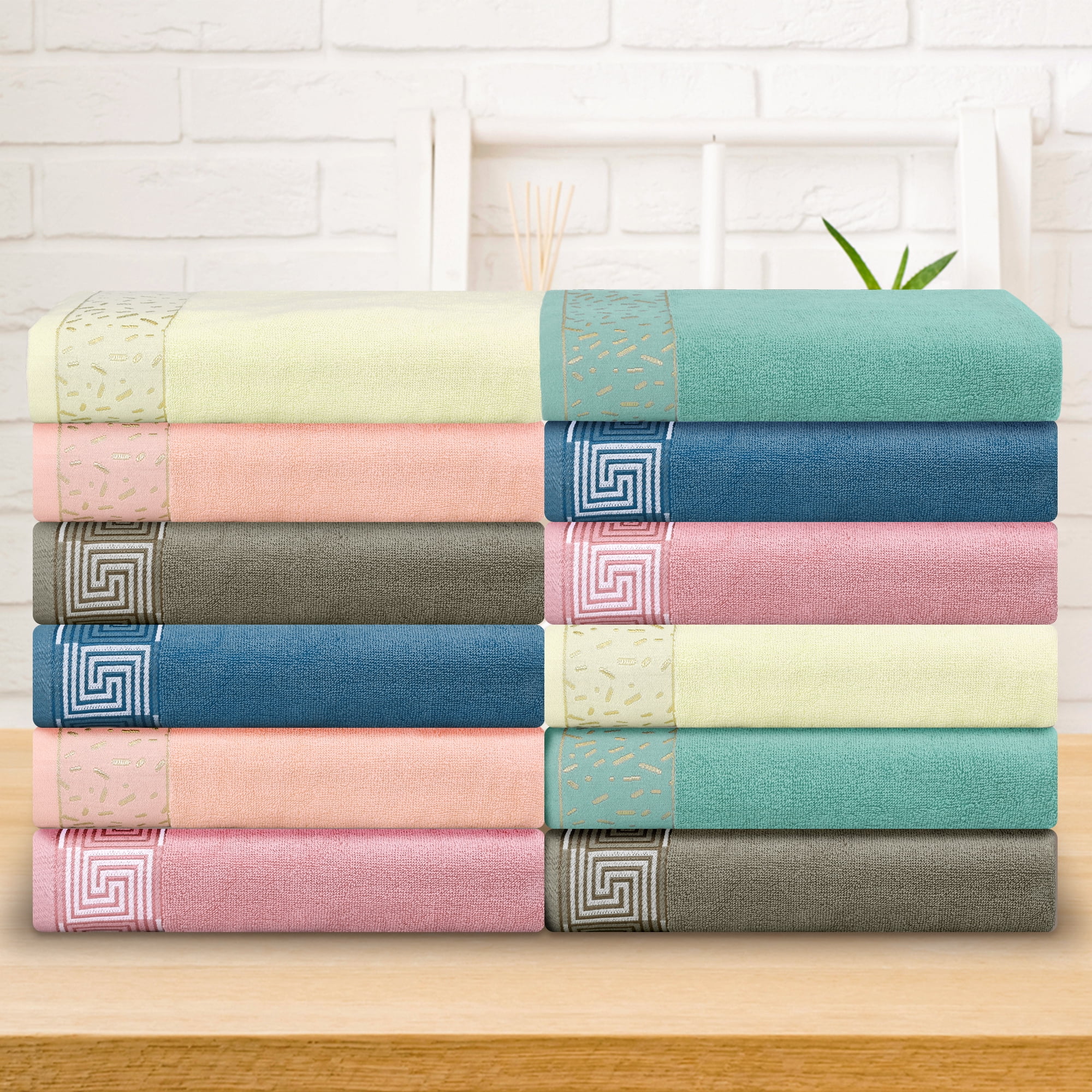 Unique Bargains 100% Cotton 2 Pack Solid Bath Towels Quick Dry and Absorbent Pink
