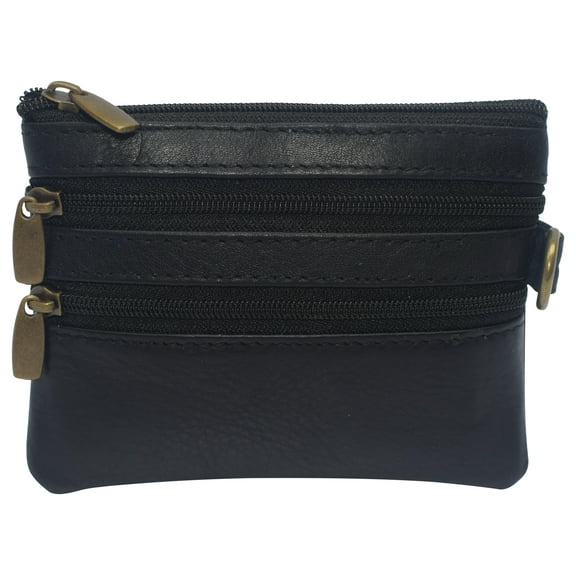 Women's Genuine Leather Coin Purse Mini Pouch Change Wallet with Key Ring