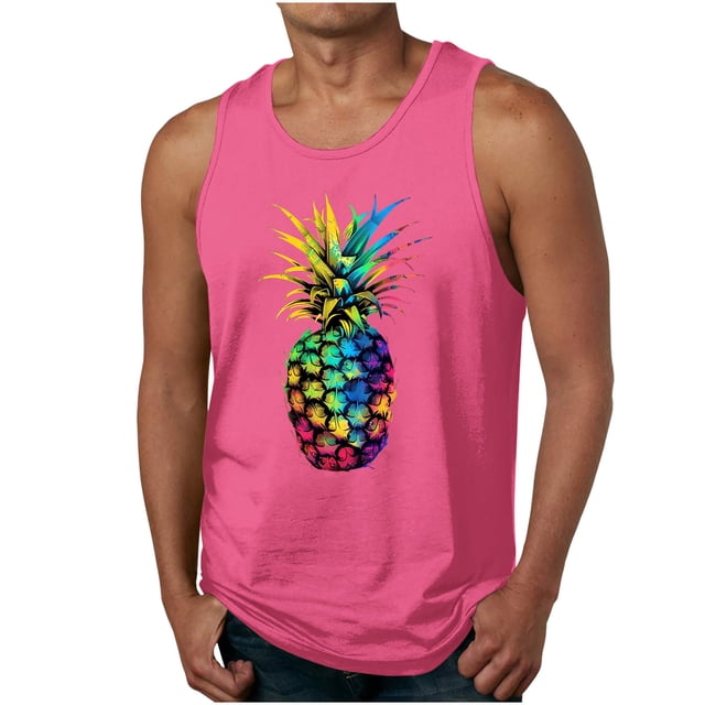 Casual Tops de Verano de la Moda de los Hombres sin Mangas Impreso Cuello Redondo, Camisa Ligera Y Cómoda para Diario