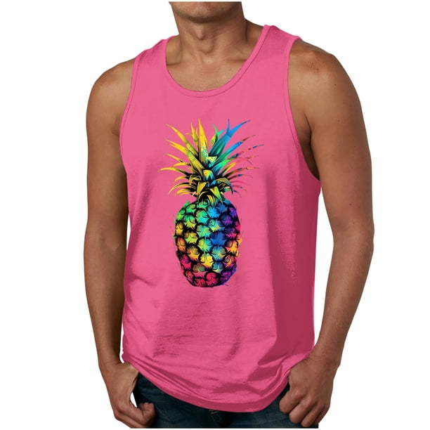 Casual Tops de Verano de la Moda de los Hombres sin Mangas Impreso Cuello Redondo, Camisa Ligera Y Cómoda para Diario