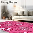 thumbnail image 2 of ODIKA 8'x10' Machine Washable Non-Slip Area Rug, Nordic Highland Cattle with Snowflake and Berry Detailing High Traffic Rug with Pad, Pink, 738621, 2 of 8