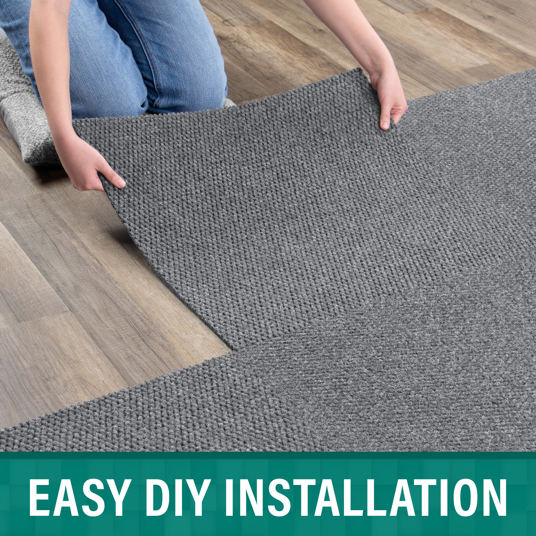 Rocket Hobnail Grey Residential 24 in. x 24 in. Peel and Stick Carpet Tile Square 48 Sq. ft. 12 Tiles Per Box