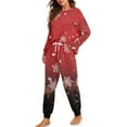 thumbnail image 2 of Yuyamidu Snowflake Long Sleeve Pajamas Set for Women Size L Piece Christmas Sleepwear Top and Pants with Pockets Soft Relaxed Loungewear Sports Outfits, Red, 2 of 7