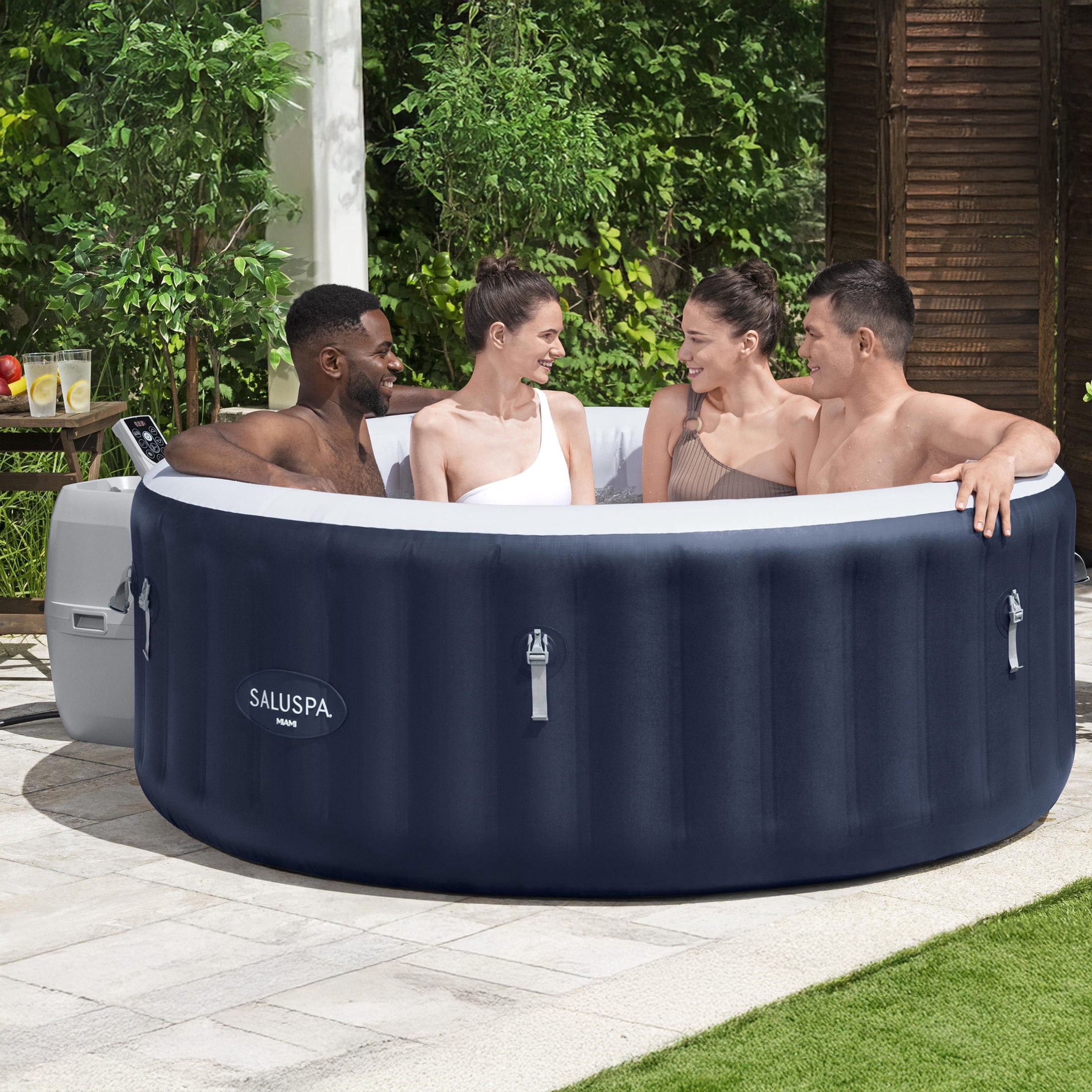 Bestway SaluSpa Miami 2-4 Person Inflatable Hot Tub, Round Energy-Efficient Spa, 71"x26"