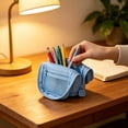 thumbnail image 4 of EGNMCR Storage Containers Foldable Standing Pencil Case Large Capacity Pen Pouch With Phone Stand Multi Compartment Stationery Organizer For School Office Students Adults Canvas pencil pouch, 4 of 6