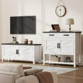 thumbnail image 3 of Farmhouse Wooden Console Table with 2 Doors & 2 Drawers – Multi-Functional Entryway Storage Cabinet and Buffet Sideboard for Kitchen, Hallway, Dining & Living Room, White, 3 of 7