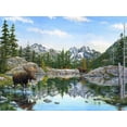thumbnail image 2 of Tift, Jeff 14x12 Gold Ornate Wood Framed with Double Matting Museum Art Print Titled - Moose Painting 2, 2 of 4