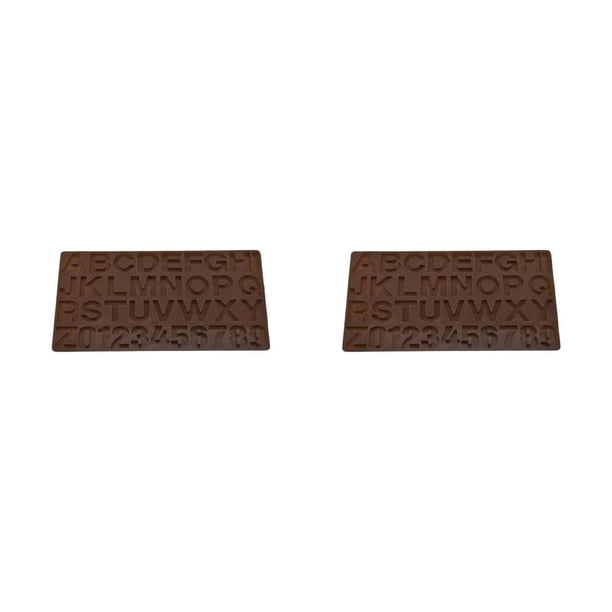 Kearding Mousse Molds Kitchen Lovely 26 Letras en inglés Molde en relieve Herramientas de decoración de pasteles Número antiadherente Candy Café 2piezas