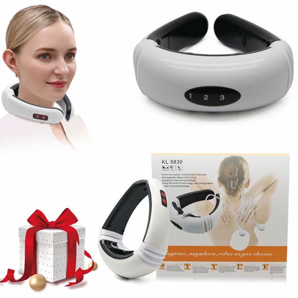 Appareil de Massage du Cou avec Chaleur - Masseur Intelligent Sans Fil Rechargeable pour Soulagement de la Douleur & Relaxation Profonde Cadeau pour Femme Homme